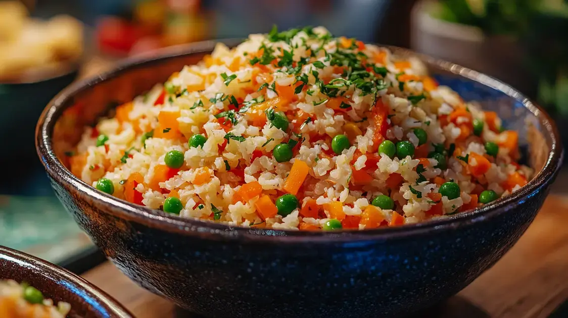 Arroz Colorido com Arroz de Couve-Flor