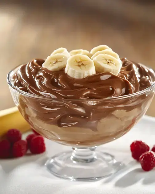 Sobremesa Cremosa de Banana com Chocolate