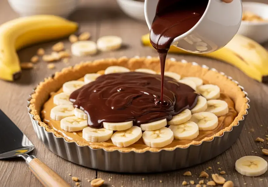 Recheio de Banana e Cobertura de Ganache de Chocolate