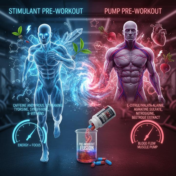 Qual a diferença entre pré-treino estimulante e pré-treino focado em pump?
