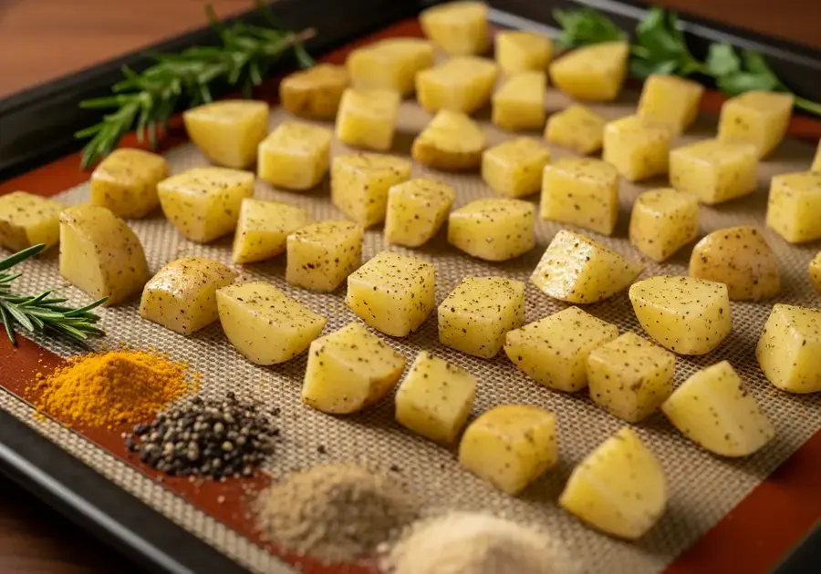 Temperando e Assando as Batatas Temperando e Assando as Batatas