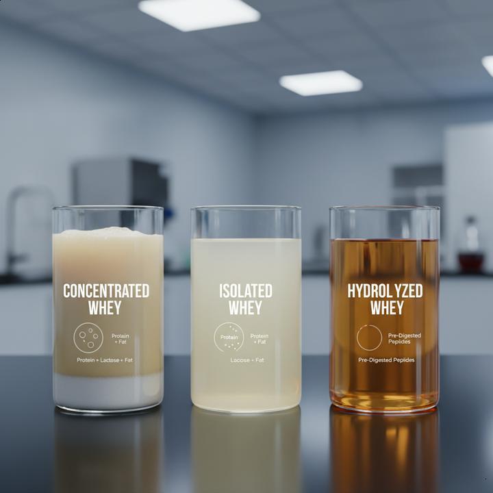 Diferença entre Whey Concentrado, Isolado e Hidrolisado