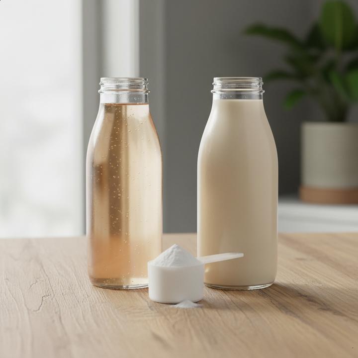 Shake proteico de prateleira: água x leite