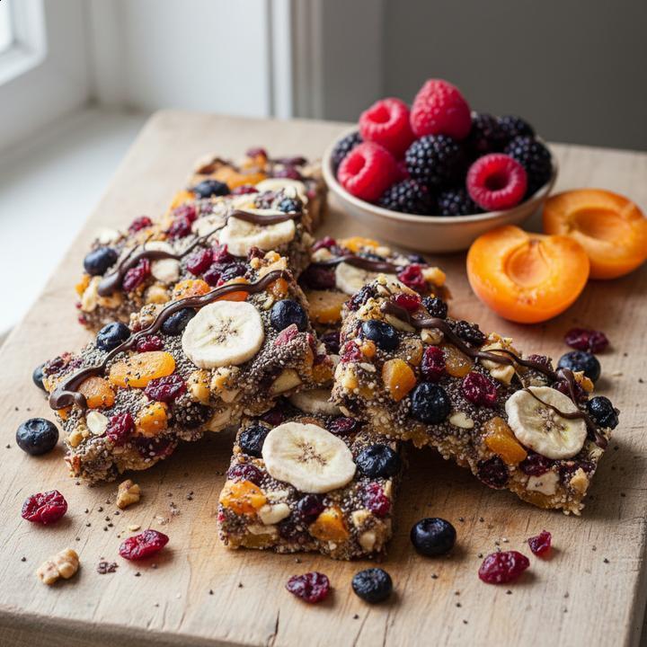 Barrinhas proteicas com pedaços de fruta: Sabor natural e energia