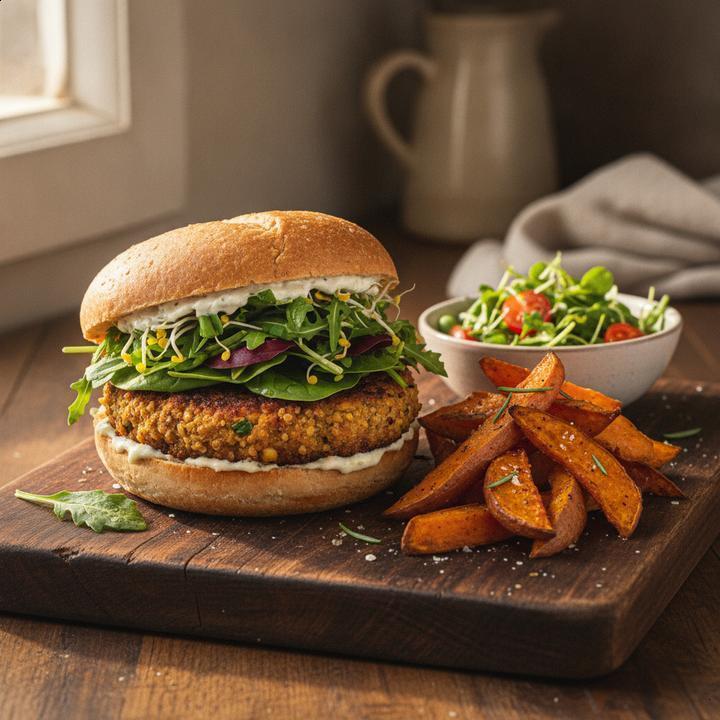 Receita de hambúrguer vegetal de quinoa a granel e grão de bico